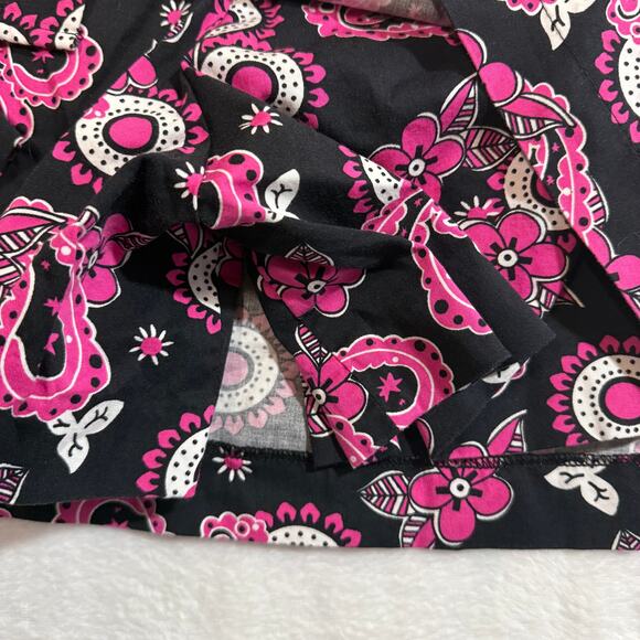 Metrostyle 10 Black Pink Paisley Mini Skirt Y2K Mod Stretch Floral Print - Picture 2 of 9